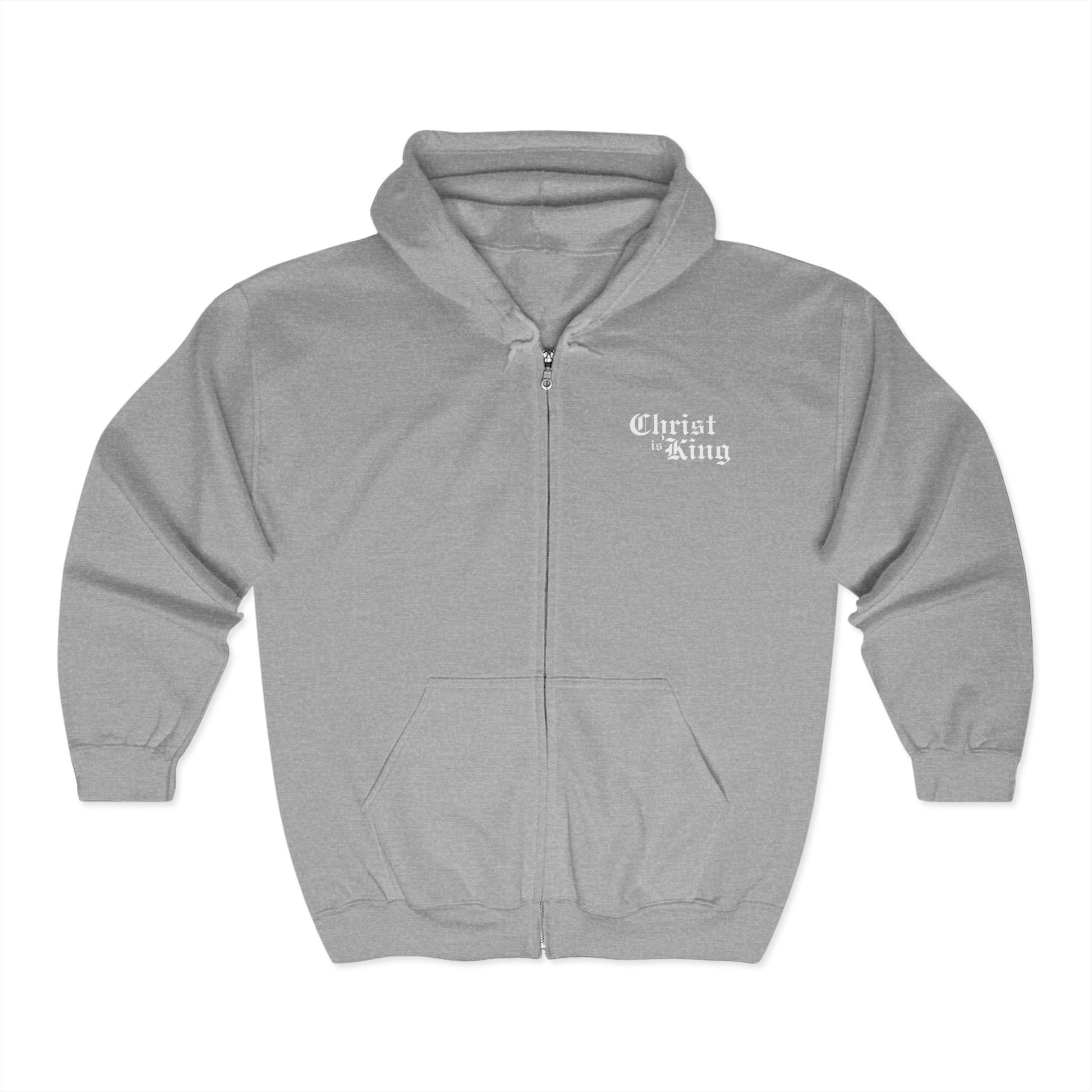 Grey "CHRIST IS KING" Full Zip Hoodie